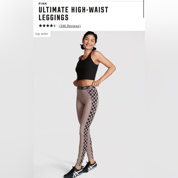 VS Pink SET Checkered Cozy Fleece Half-Zip Pullover & Ultimate Leggings Plaid - Picture 5 of 9